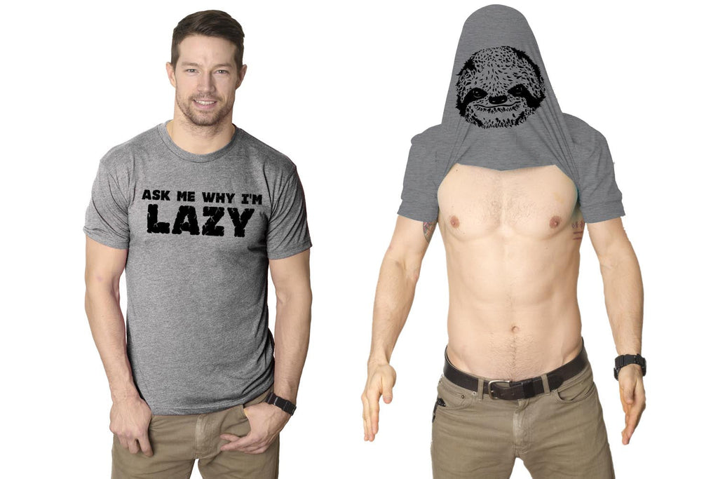 Ask Me Why I'm Lazy Sloth Flip Men's T Shirt product image 1