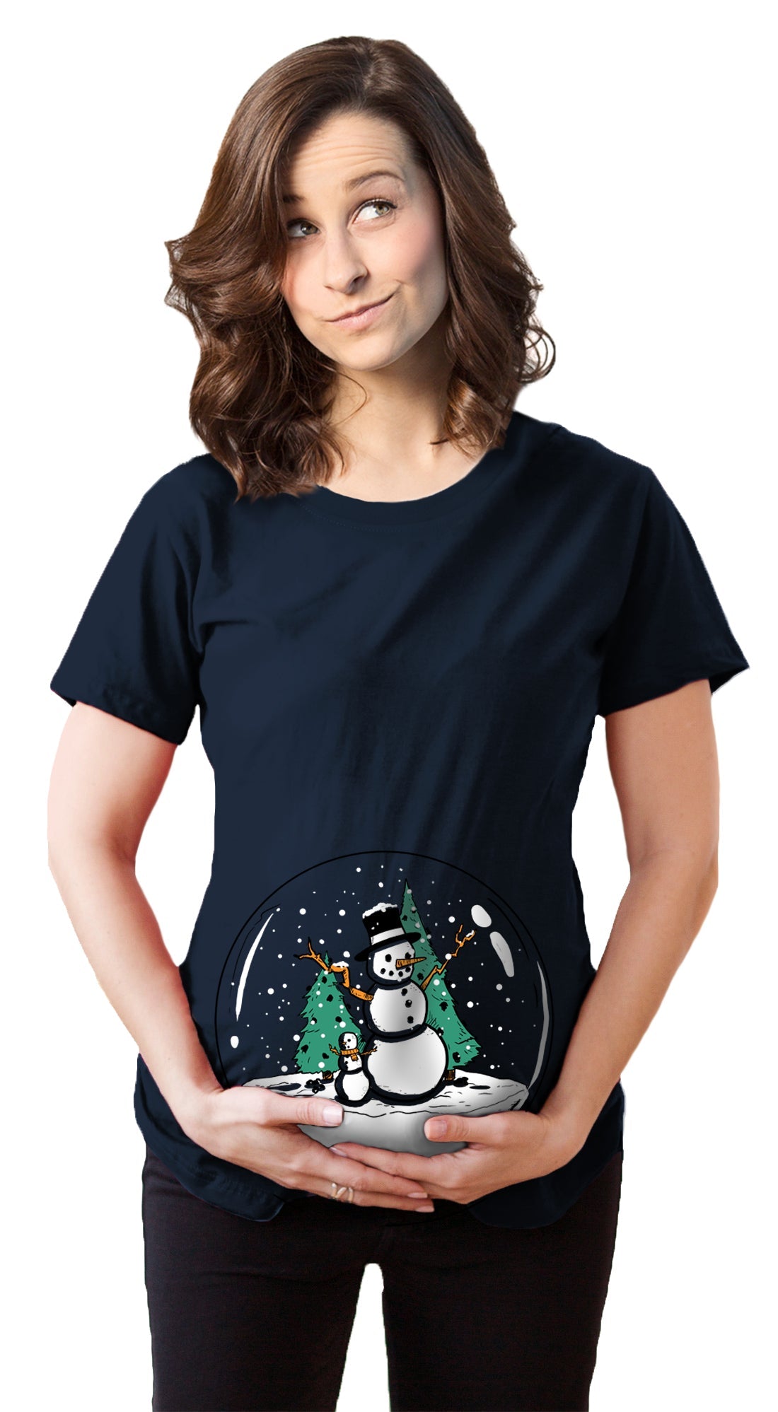 Snow Globe Snowman Maternity T Shirt product image 5