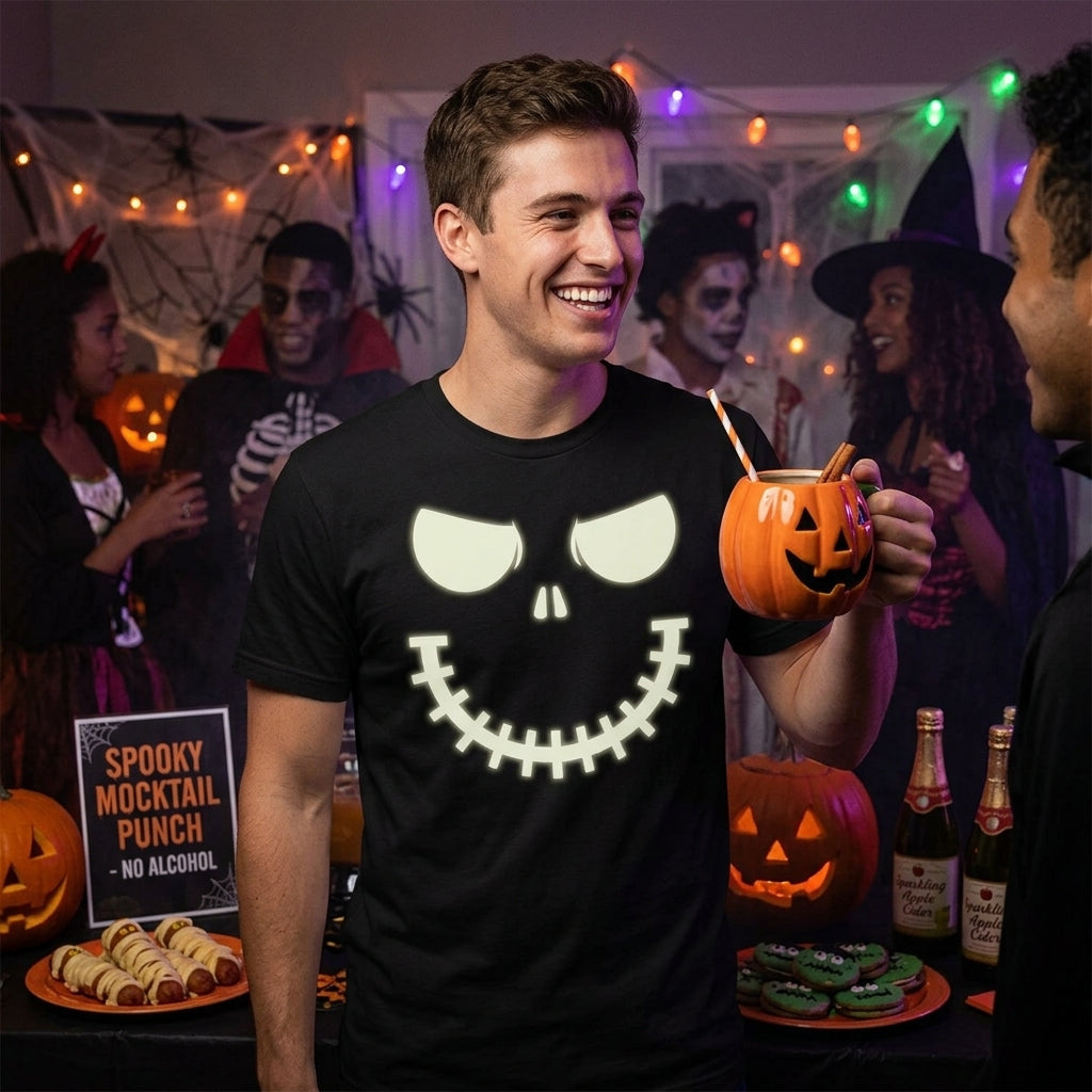 Skeleton Zipper Pumpkin Face Men's T Shirt product image 2
