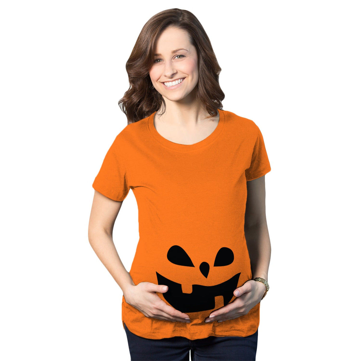 Teardrop Eyes Pumpkin Face Maternity T Shirt product image 1