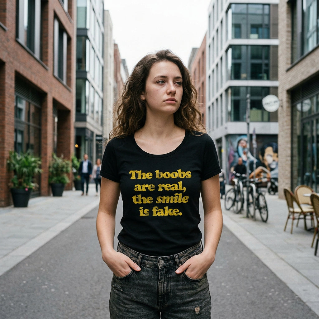 The Boobs Are Real Smile Is Fake Women's T Shirt product image 2
