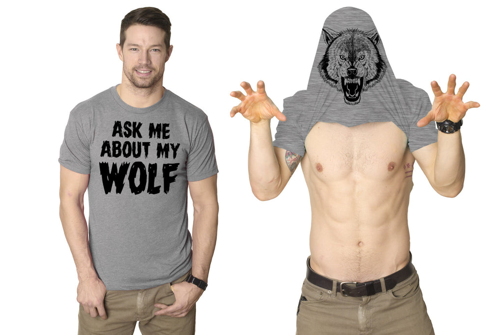 Ask Me About My Wolf Flip Men's T Shirt product image 1