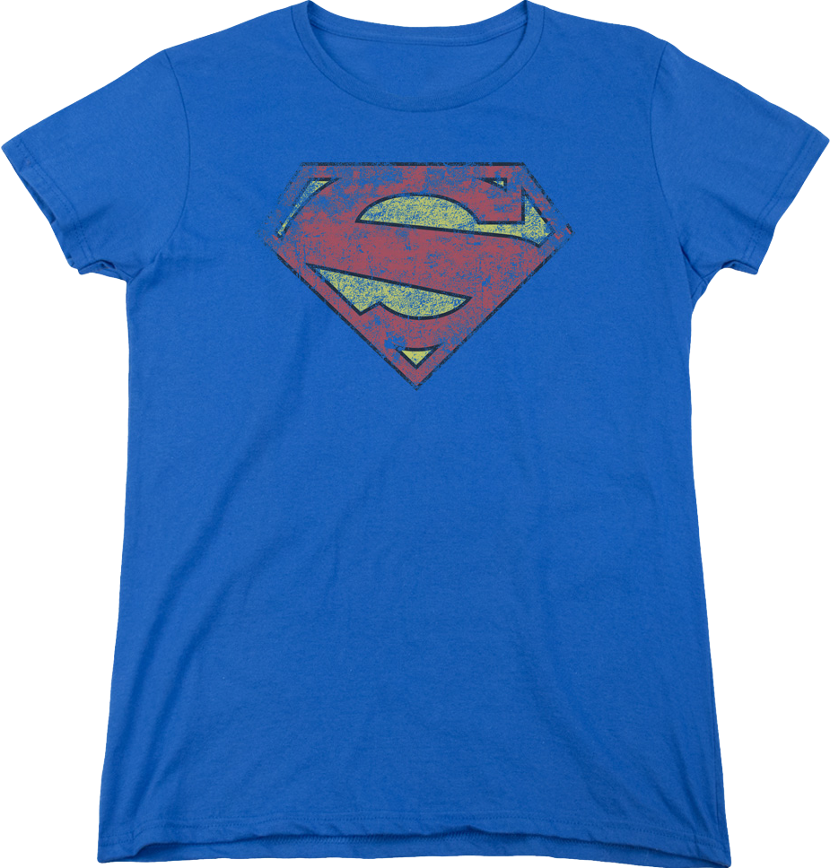 Womens Distressed Logo Superman Shirt product image 1