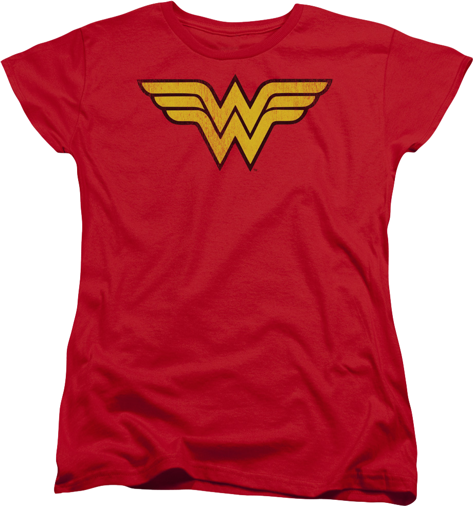Womens Distressed Logo Wonder Woman Shirt product image 1