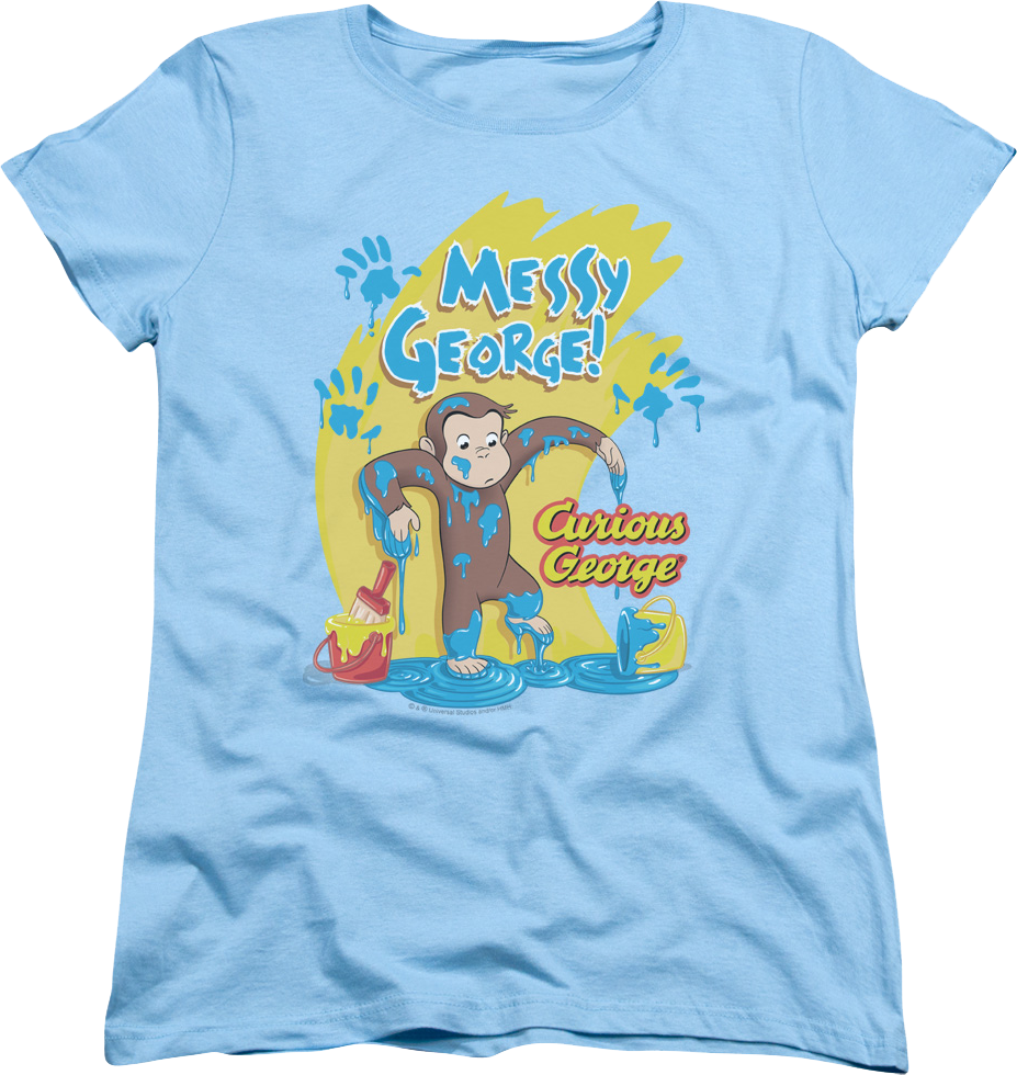 Womens Messy Curious George Shirt product image 1