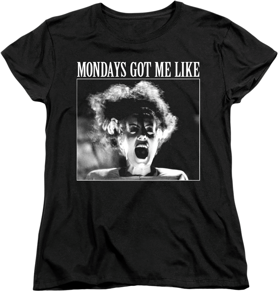 Womens Mondays Got Me Like Bride Of Frankenstein Shirt product image 1