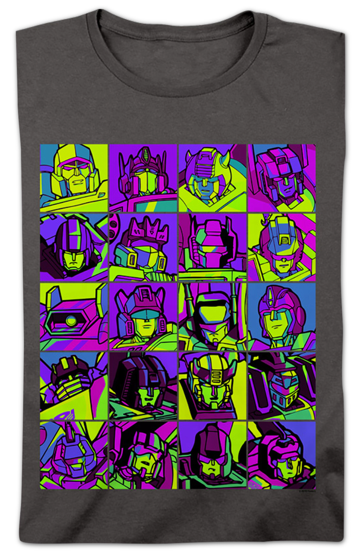 Womens Neon Pop Art Robot Collage Transformers Shirt product image 2