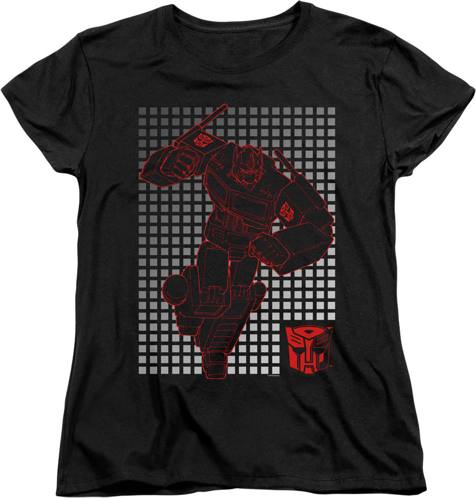 Womens Optimus Prime Grid Transformers Shirt product image 1