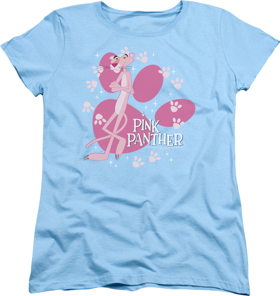 Womens Paw Prints Pink Panther Shirt product image 1