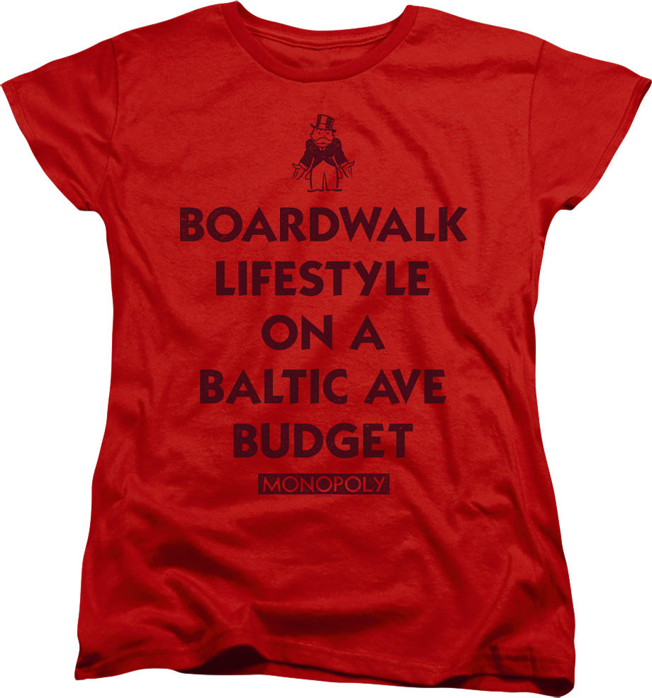 Womens Red Boardwalk Lifestyle Monopoly Shirt product image 1