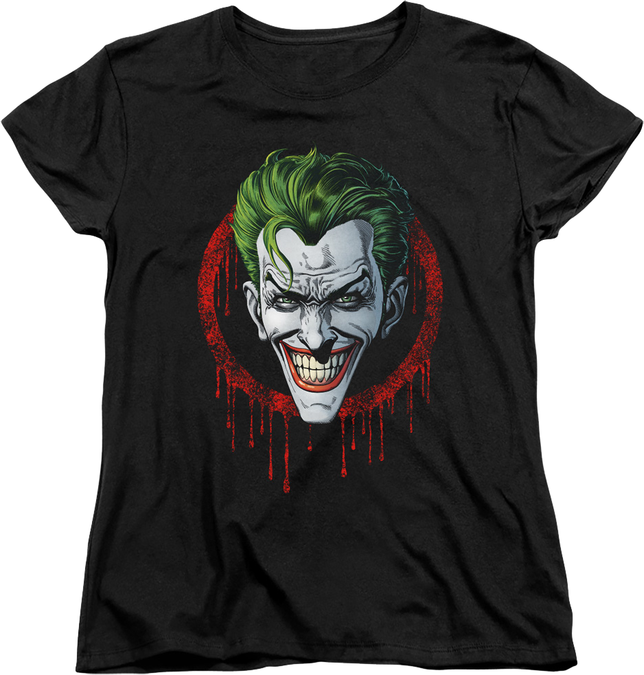 Womens The Joker Dripping Blood DC Comics Shirt product image 1