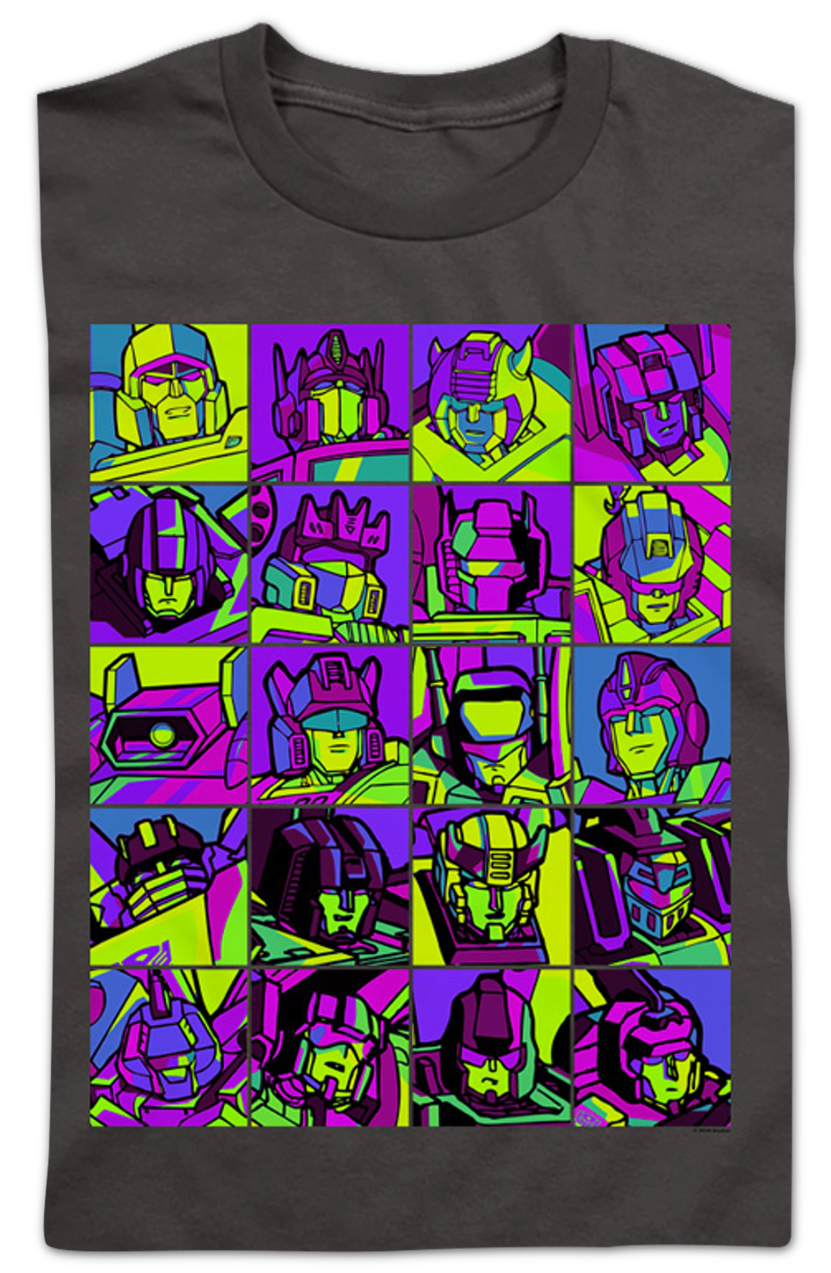 Youth Neon Pop Art Robot Collage Transformers Shirt product image 2